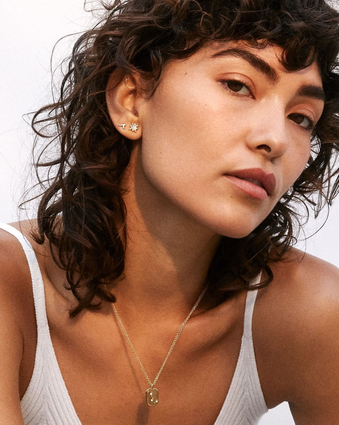 Bryan Anthonys Reach For The Stars Gold Earrings With Crystals On Model