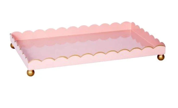Rectangular Metal Scalloped Edge Tray with Gold Detailing - Decorative Trays - The Well Appointed House