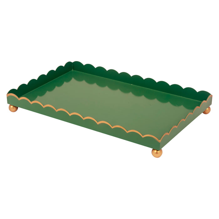 Rectangular Metal Scalloped Edge Tray with Gold Detailing - Decorative Trays - The Well Appointed House
