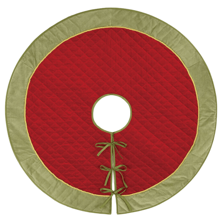 Red & Green With Gold Cord Christmas Tree Skirt - Christmas Tree Skirts & Stands - The Well Appointed House