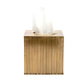 Pigeon & Poodle Redon Antique Brass Ribbed Metal Tissue Box Cover - Bath Accessories - The Well Appointed House