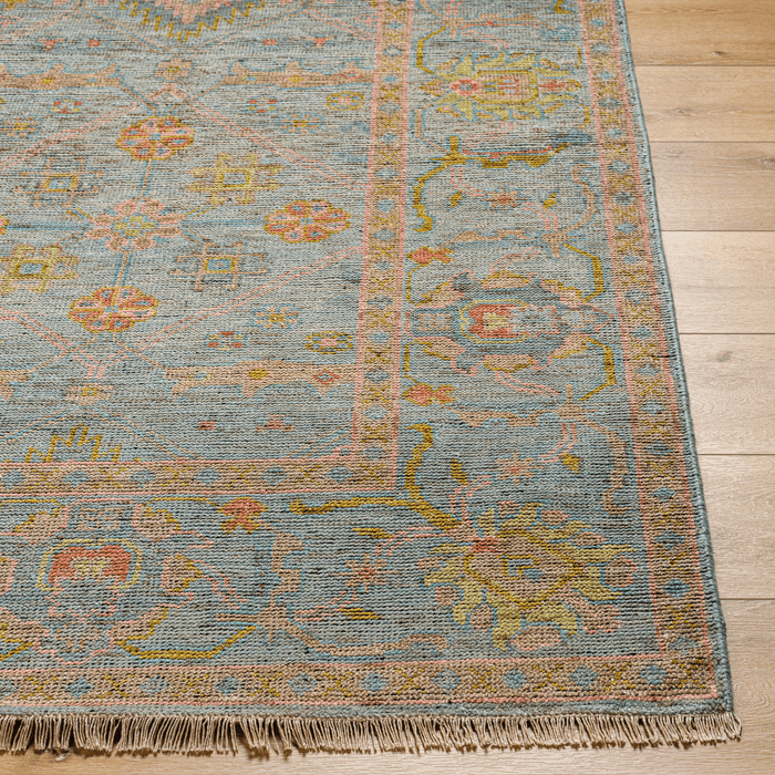 Reign Pale Blue & Dusty Rose Wool/Cotton Area Rug - Available in a Variety of Sizes - Rugs - The Well Appointed House