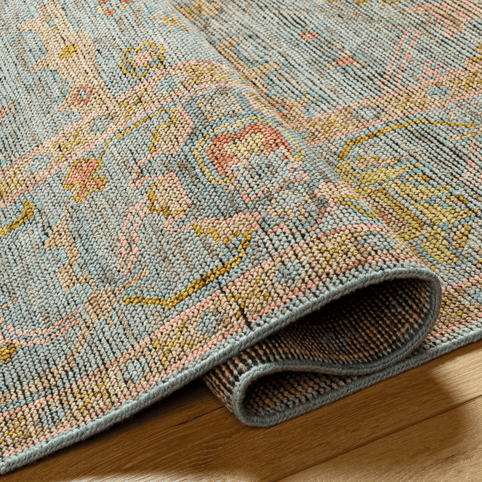 Reign Pale Blue & Dusty Rose Wool/Cotton Area Rug - Available in a Variety of Sizes - Rugs - The Well Appointed House
