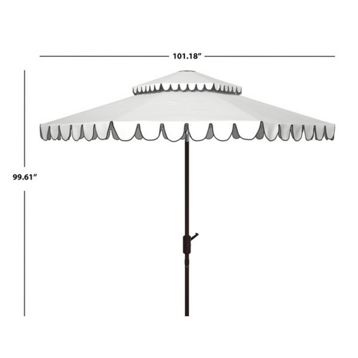 Resort Inspired 9 Foot Round Double Top Crank Umbrella in White - Outdoor Umbrellas - The Well Appointed House