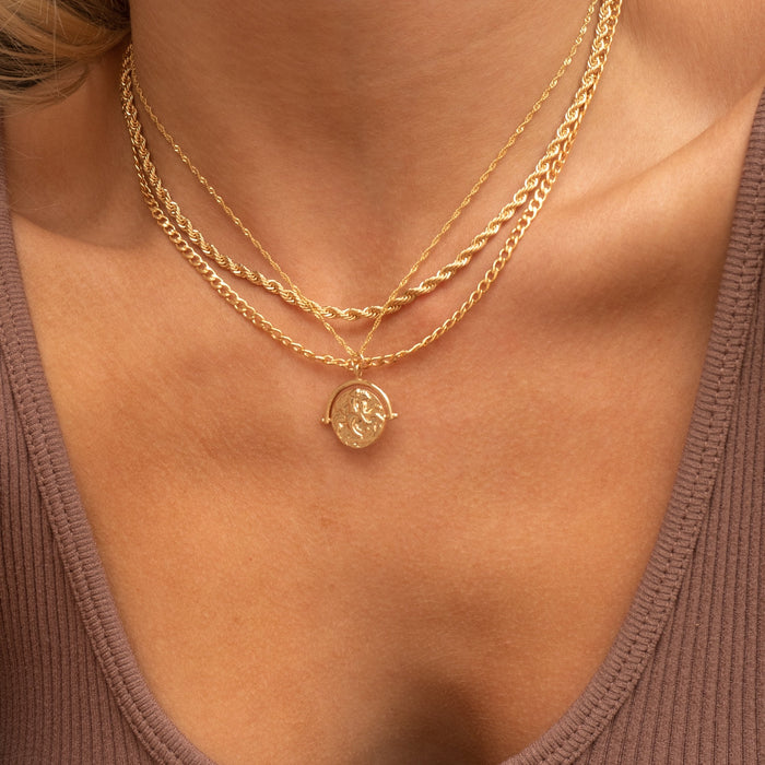 The Rio rope chain necklace in 18k gold plated stainless steel