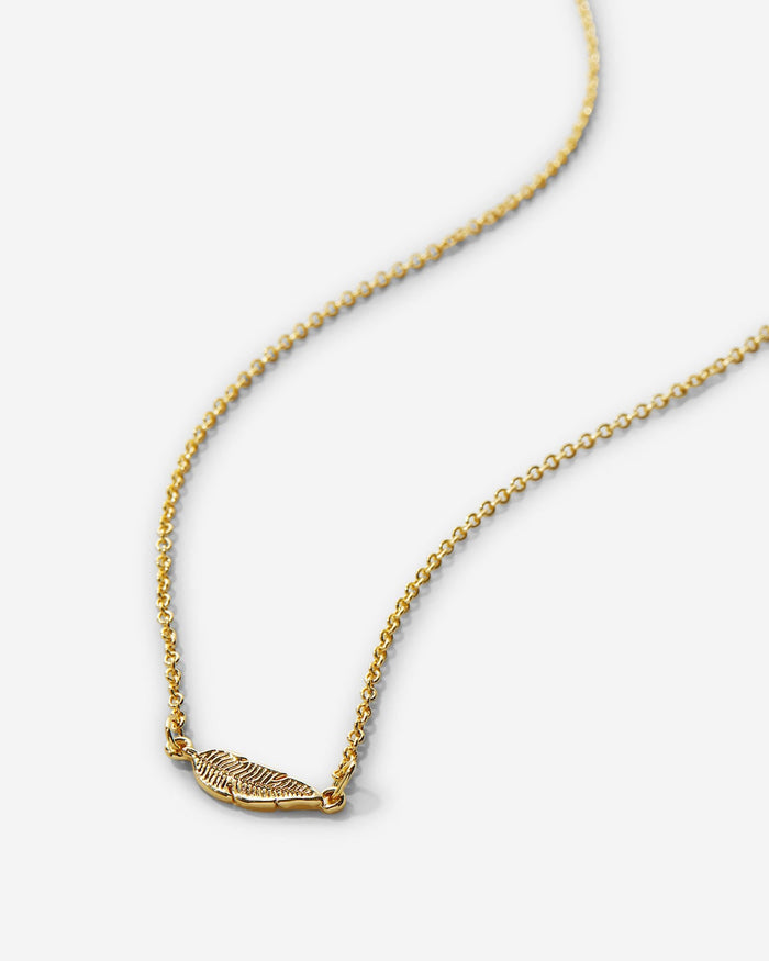 Bryan Anthonys Rise Gold Feather Necklace Macro