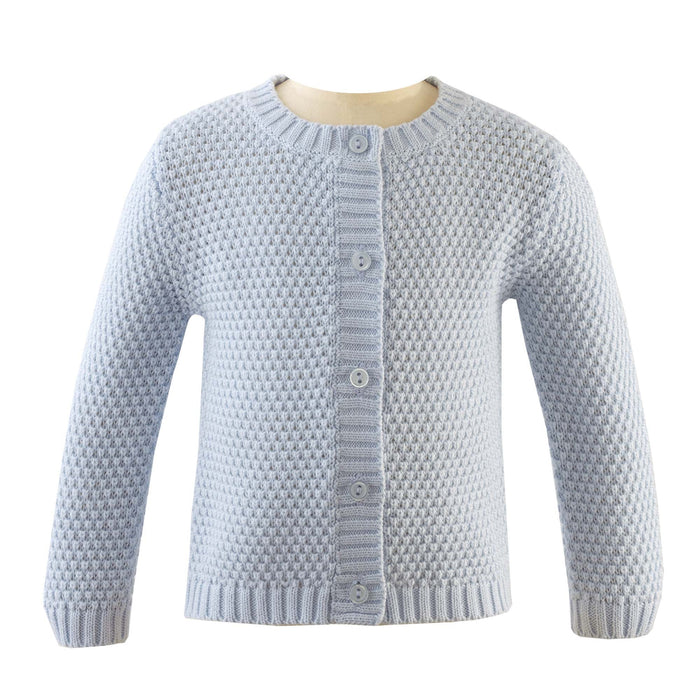 Round Neck Moss Stitch Cardigan, Blue