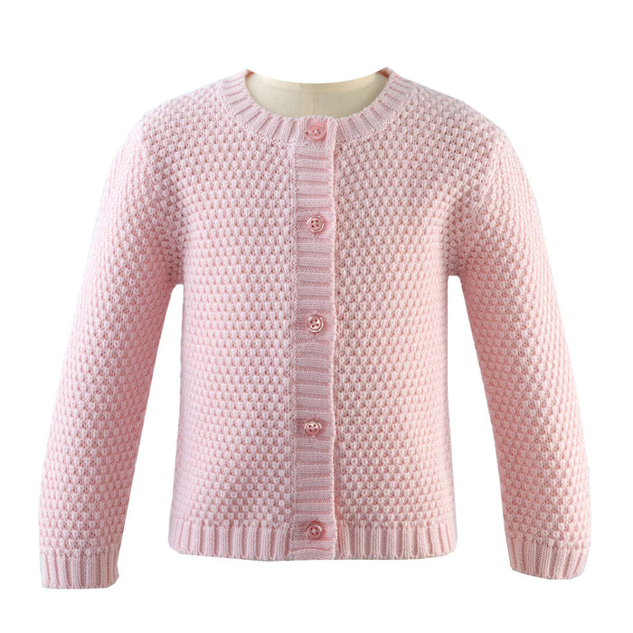 Round Neck Moss Stitch Cardigan, Pink