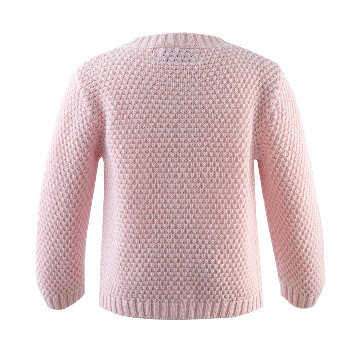 Round Neck Moss Stitch Cardigan, Pink