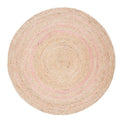 Round Pink and Natural Striped Jute Area Rug - Rugs - The Well Appointed House