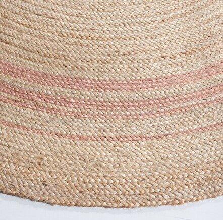 Round Pink and Natural Striped Jute Area Rug - Rugs - The Well Appointed House