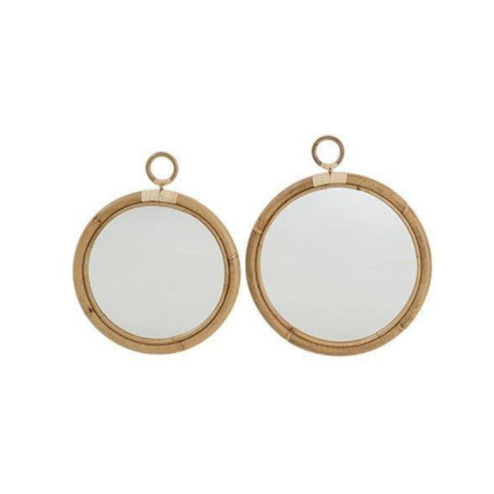 Round Rattan Mirror - Available in Two Sizes - Wall Mirrors - The Well Appointed House