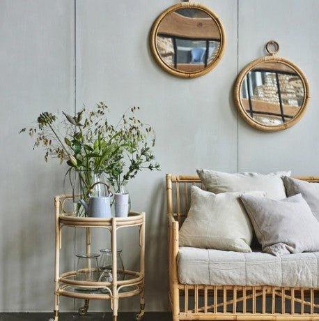 Round Rattan Mirror - Available in Two Sizes - Wall Mirrors - The Well Appointed House