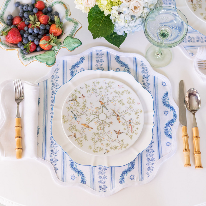 Round Scalloped Placemat, Boxwood Garden - Delft Blue - The Well Appointed House