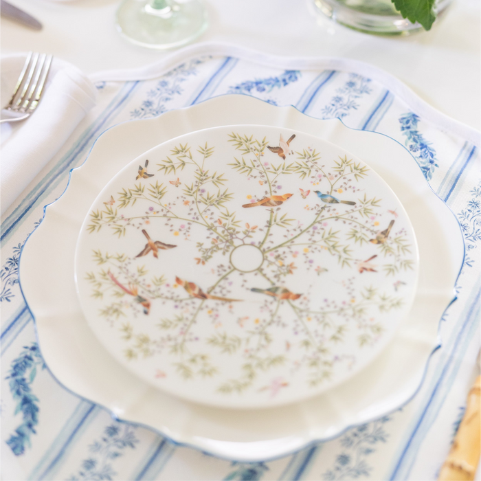 Round Scalloped Placemat, Boxwood Garden - Delft Blue - The Well Appointed House