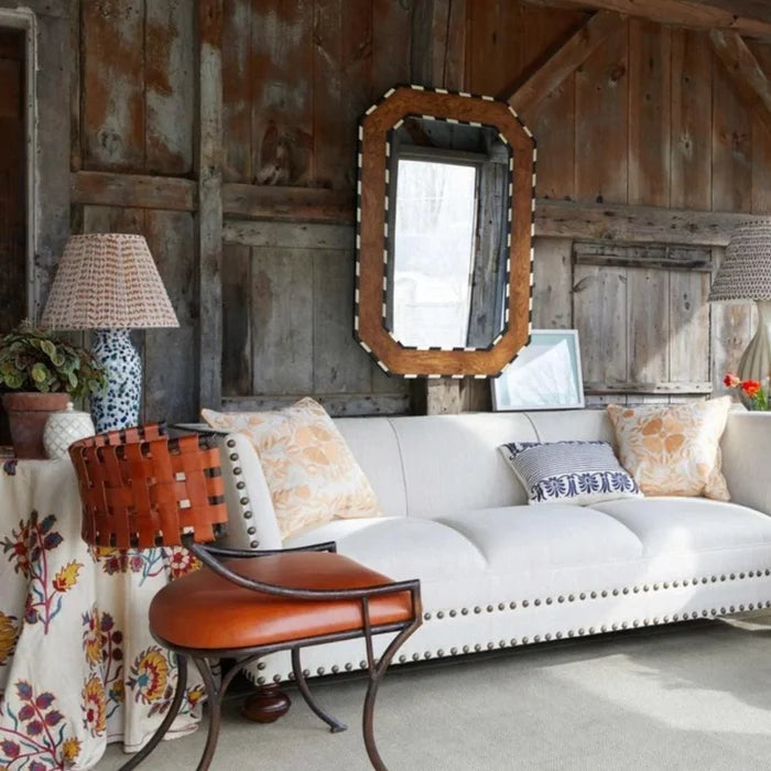 Roxbury Fabric Lampshade in Orange & White - Lamp Shades - The Well Appointed House