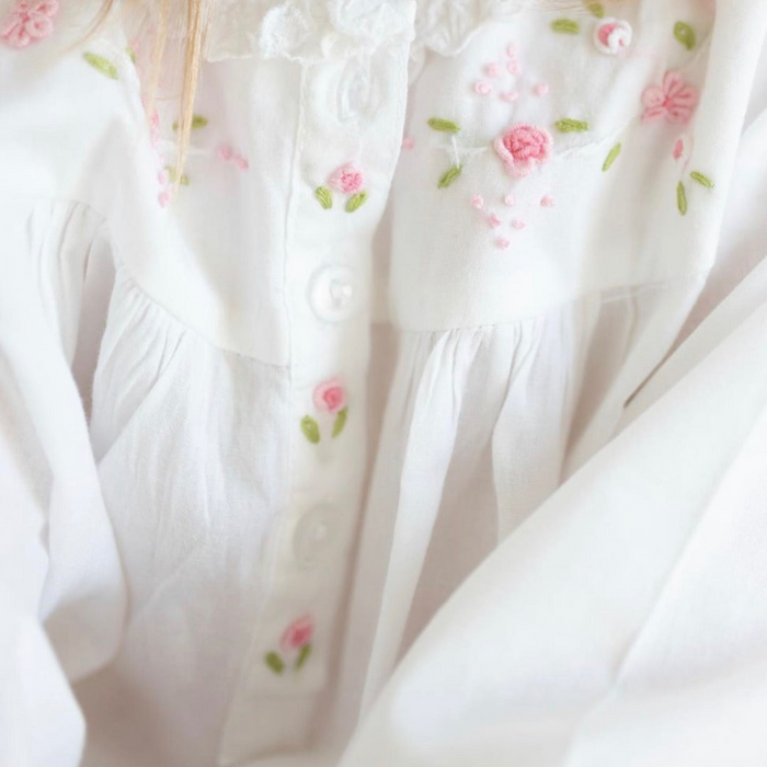 Ruby White Cotton Embroidered Dress - The Well Appointed House