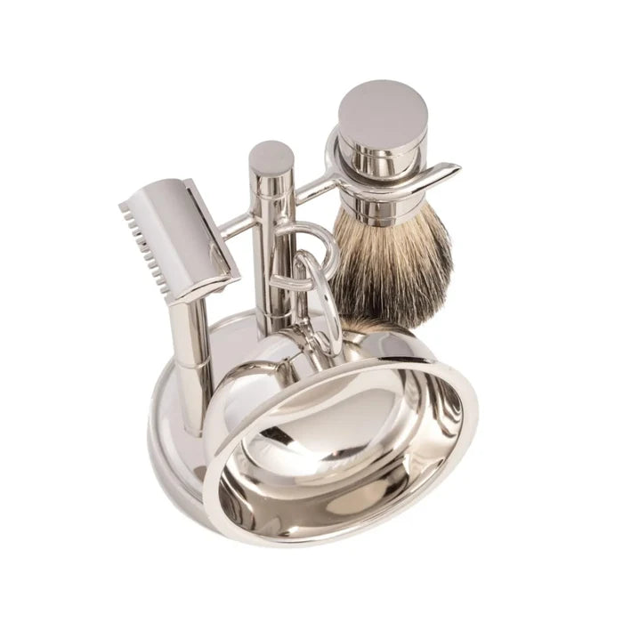Safety Razor & Pure Badger Brush with Soap Dish - Gifts for Him - The Well Appointed House
