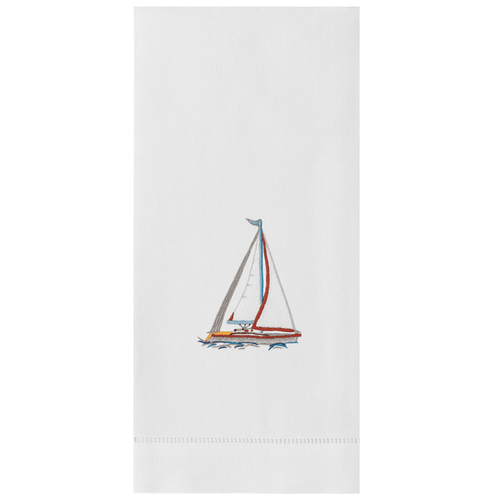 Set of 2 Sailboat Embroidered Hand Towels - Hand Towels - The Well Appointed House