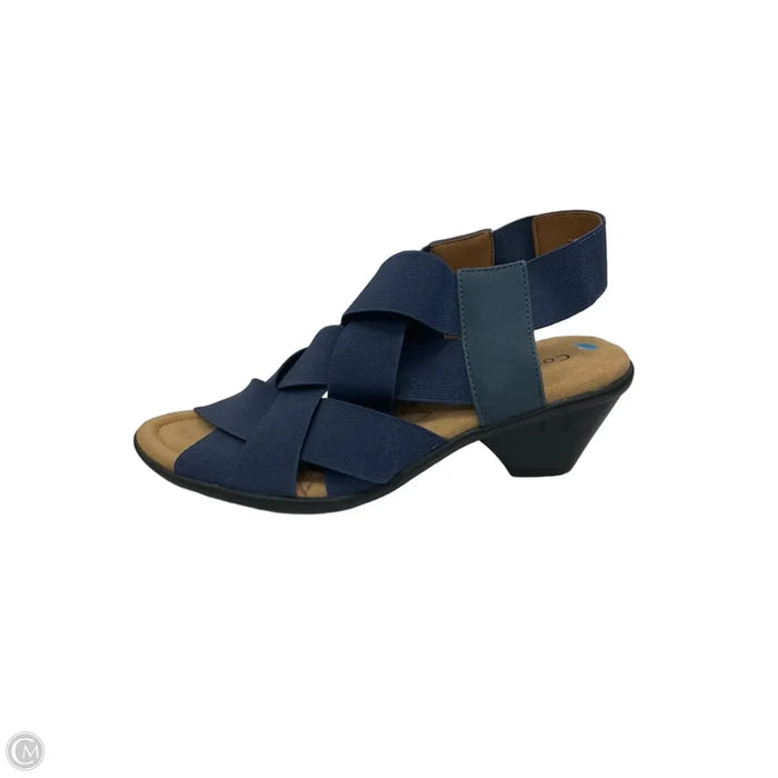 Sandals Heels Block By Comfortiva In Blue & Tan, Size: 7