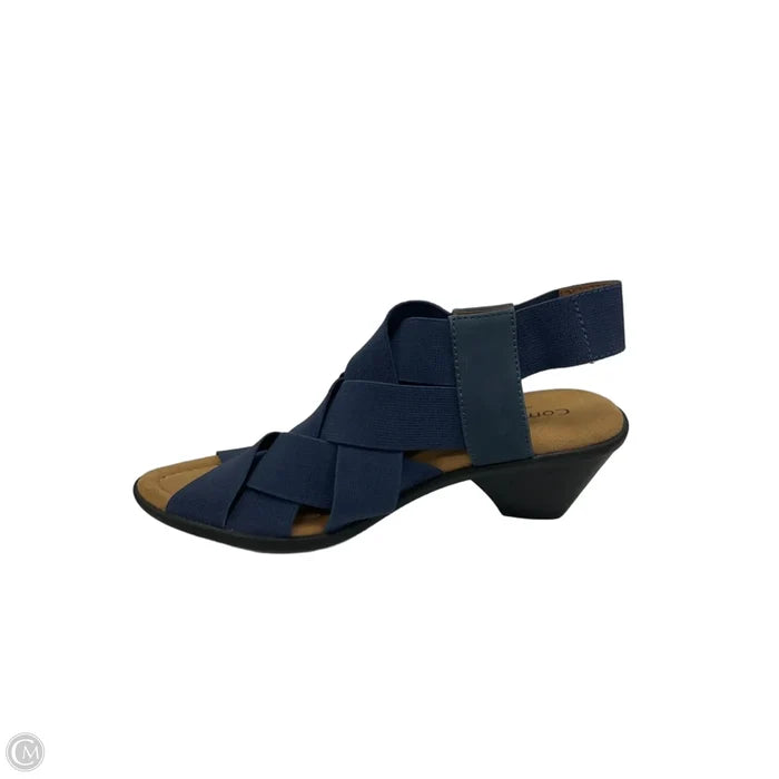 Sandals Heels Block By Comfortiva In Blue & Tan, Size: 7