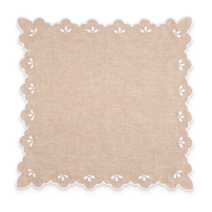 Scalloped Edge Embroidered Sand Dinner Napkin - The Well Appointed House