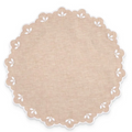 Scalloped Edge Embroidered Sand Linen Placemat - The Well Appointed House