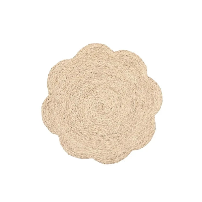 Scalloped Edge Round Bleached Raffia Placemats - Placemats & Napkin Rings - The Well Appointed House
