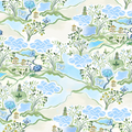 Scalloped Square Table Topper - Blue Pagoda - The Well Appointed House