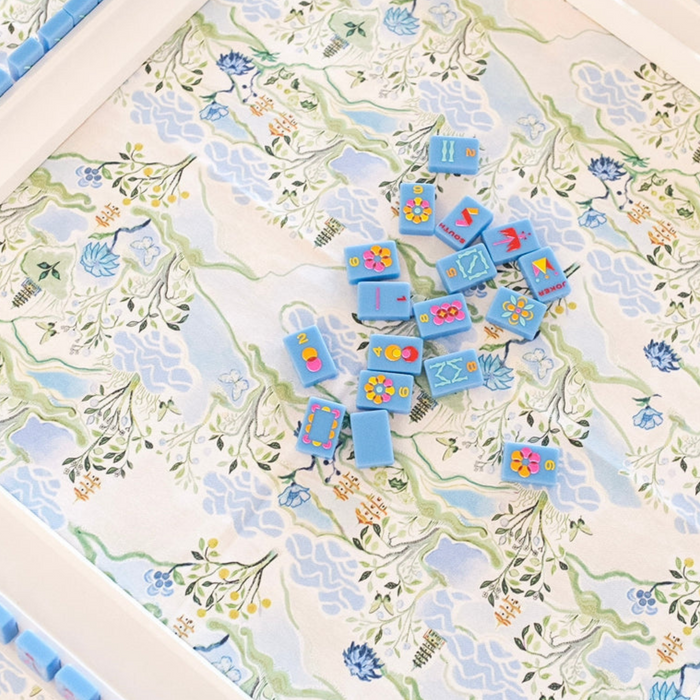 Scalloped Square Table Topper - Blue Pagoda - The Well Appointed House