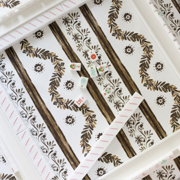 Scalloped Square Table Topper - Boxwood Garden, Espresso - The Well Appointed House