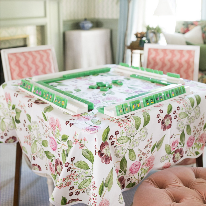 Scalloped Square Table Topper - Floral Chintz - The Well Appointed House