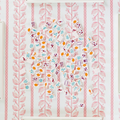 Scalloped Square Game Table Topper, Botanical Stripe - Pink - The Well Appointed House