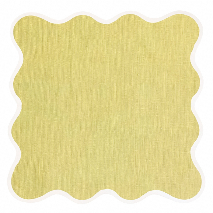 Linen Scalloped Square Dinner Napkin, Buttercup Yellow - The Well Appointed House
