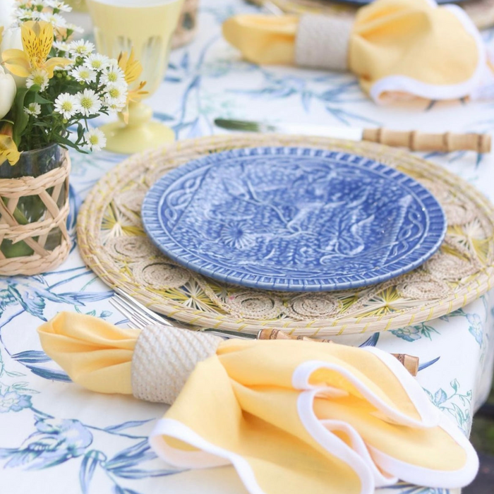 Linen Scalloped Square Dinner Napkin, Buttercup Yellow - The Well Appointed House