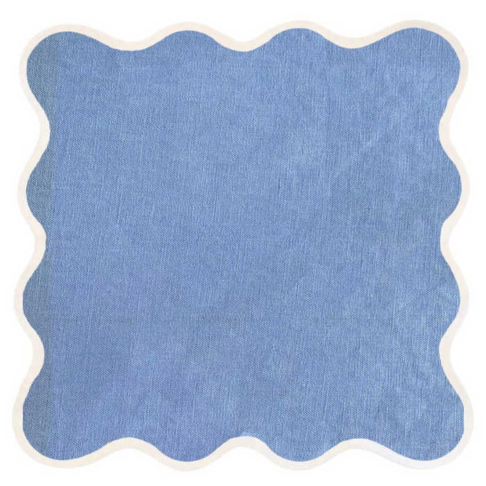 Linen Scalloped Square Dinner Napkin, Cornflower Blue - The Well Appointed House