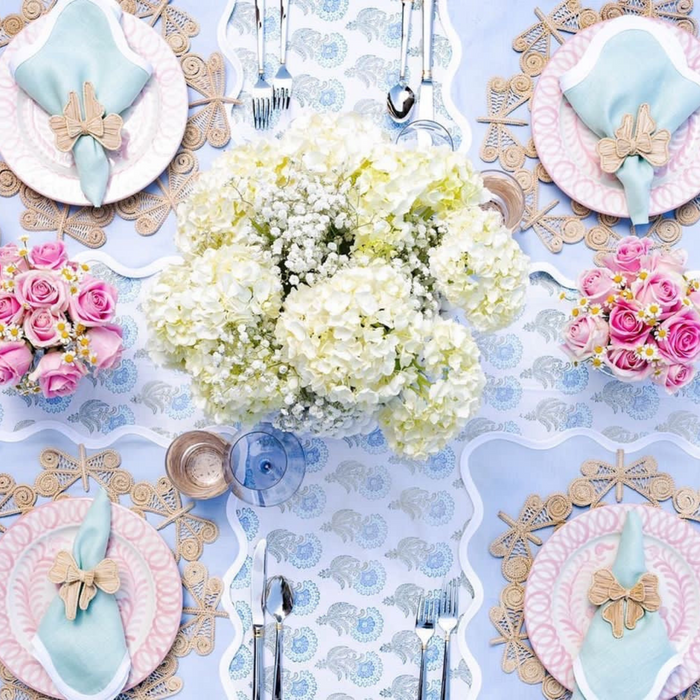 Scalloped Square Table Linen, Cornflower Blue - The Well Appointed House