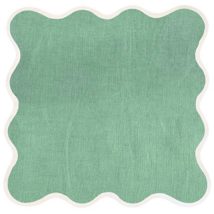 Scalloped Square Table Linen, Garden Green - The Well Appointed House