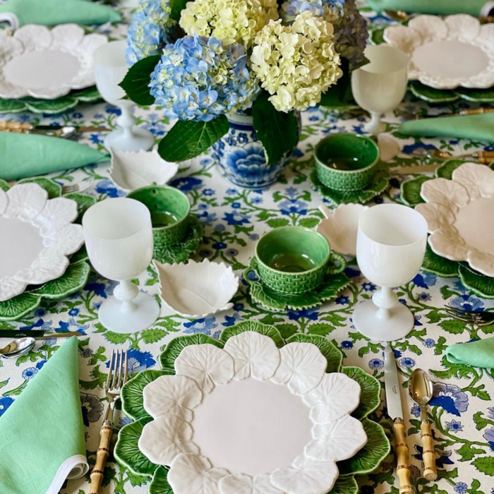 Scalloped Square Table Linen, Garden Green - The Well Appointed House