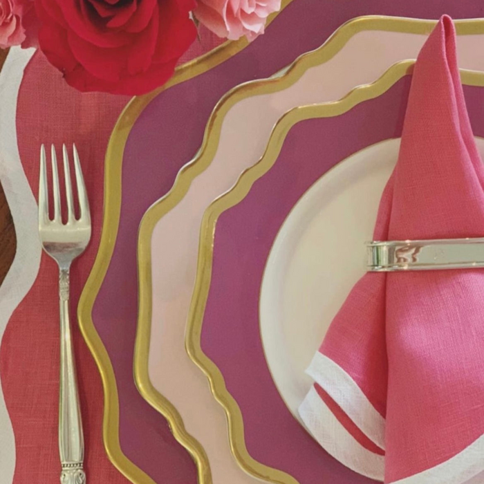 Scalloped Square Table Linen, Hibiscus Pink - The Well Appointed House