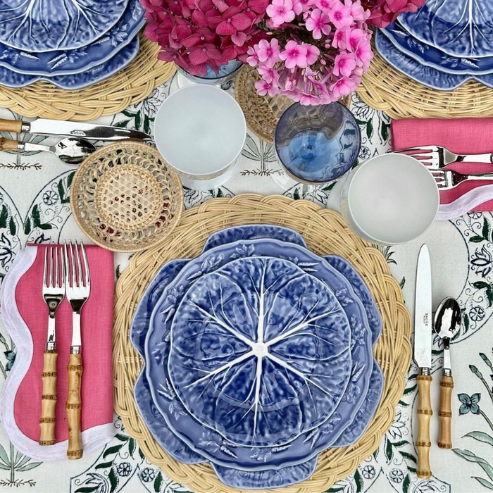 Scalloped Square Table Linen, Hibiscus Pink - The Well Appointed House