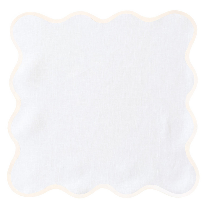 Scalloped Square Table Linen, Lily White - The Well Appointed House