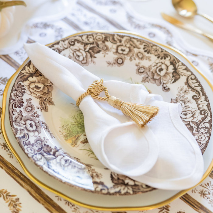 Scalloped Square Table Linen, Lily White - The Well Appointed House