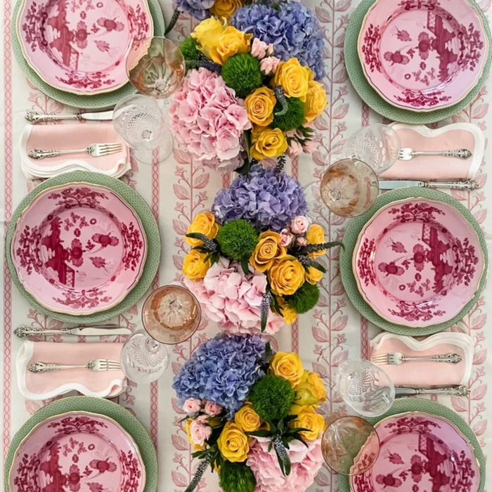 Scalloped Square Table Linen, Peony Pink - The Well Appointed House