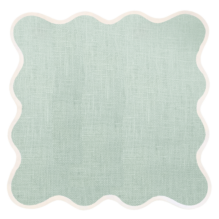 Scalloped Square Table Linen, Sage Green - The Well Appointed House