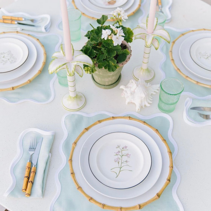 Scalloped Square Table Linen, Sage Green - The Well Appointed House