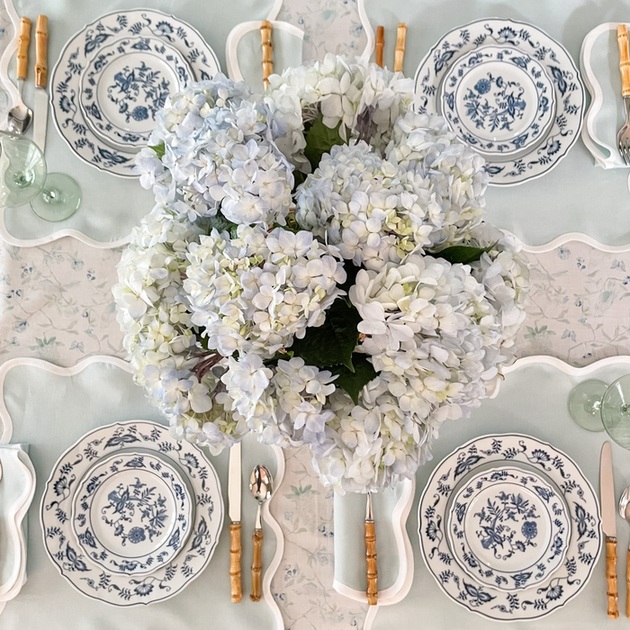 Scalloped Square Table Linen, Sage Green - The Well Appointed House