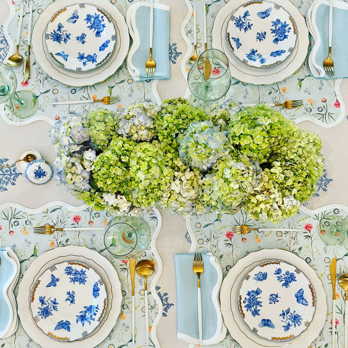 Scalloped Square Table Linen, Sky Blue - The Well Appointed House
