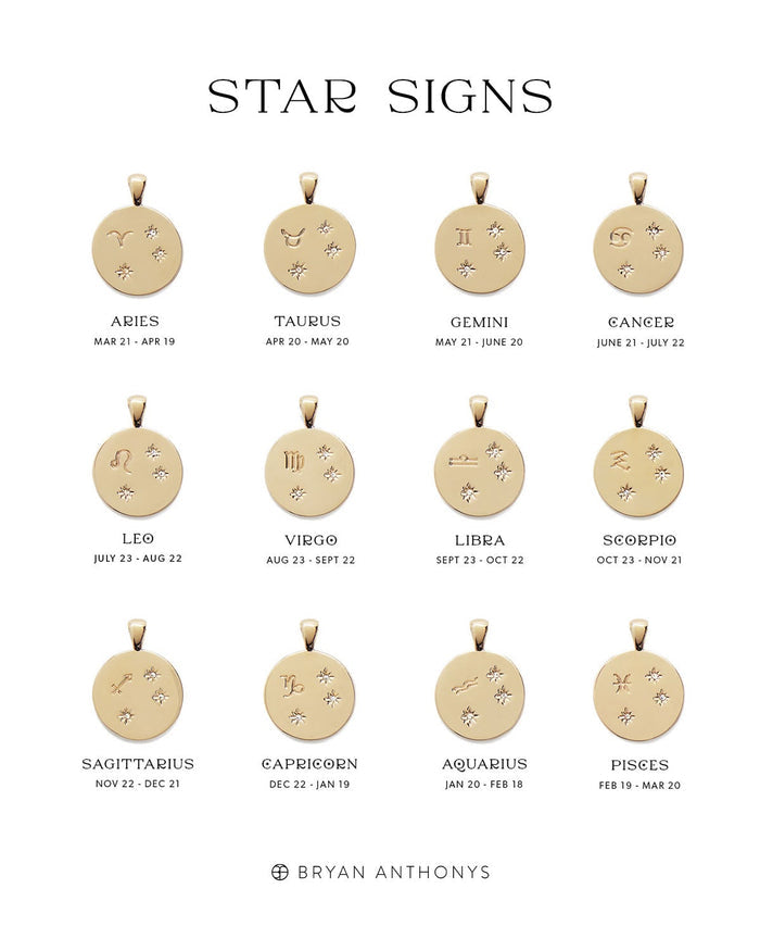 Bryan Anthonys Gold Zodiac Pendant Chart