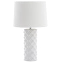Sculpted White Ceramic Table Lamp with Cotton Shade - Table Lamps - The Well Appointed House